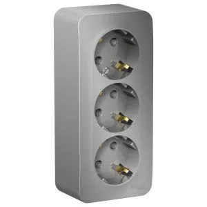 Розетка 3-м ОП Blanca 16А IP20 250В с заземл. без защ. шторок с изолир. пластиной алюм. SE BLNRA010313 1210559