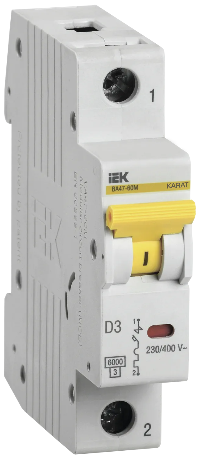 KARAT Автоматический выключатель ВА47-60M 1P D 3А 6кА IEK MVA31-1-003-D