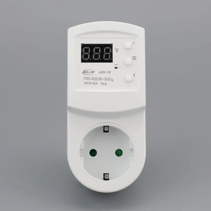 Однофазное цифровое реле напряжения на розетку 16А (под евро вилку с заземлением)