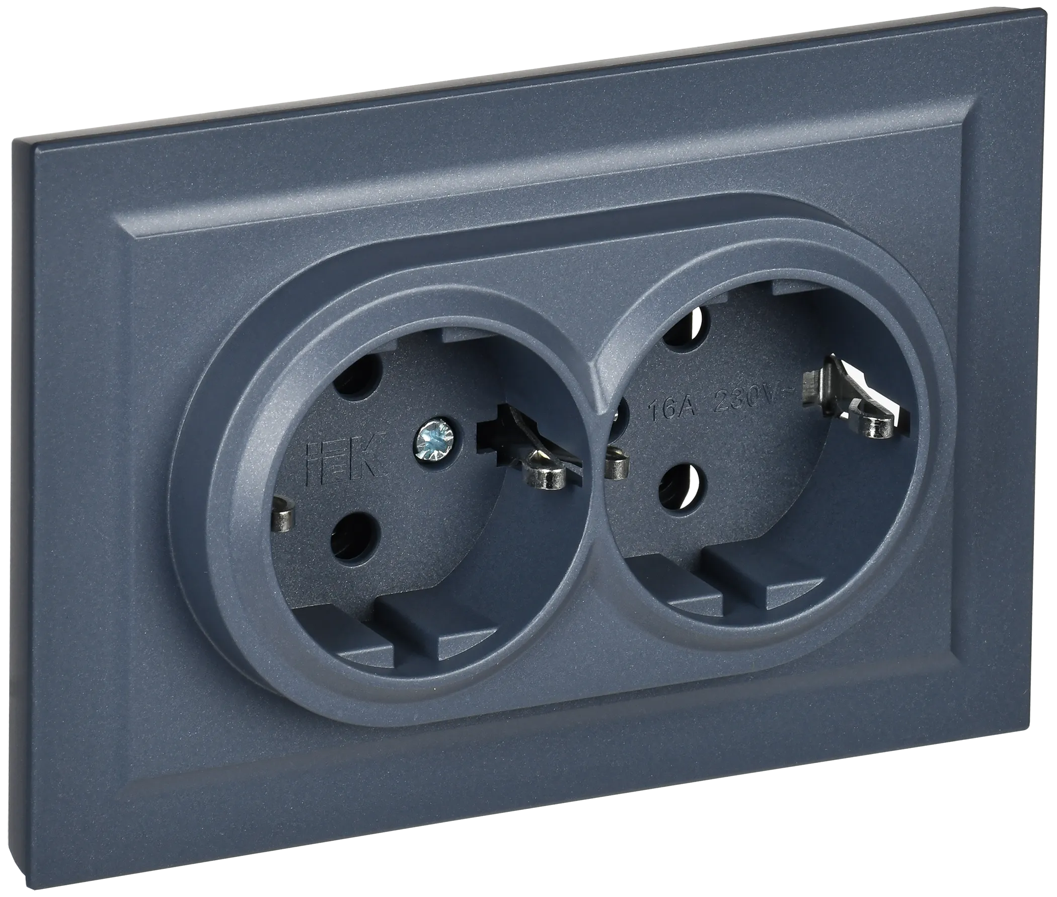 BRITE Розетка 2-местная с заземлением без защитных шторок 16А в сборе РС12-3-БрМ маренго IEK