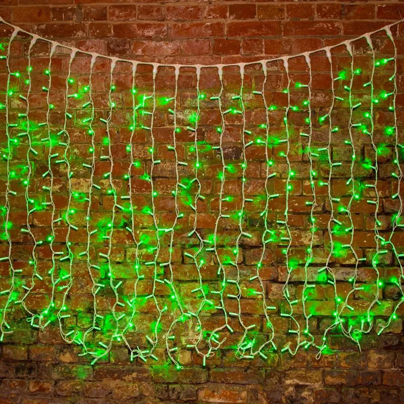 Гирлянда светодиодная Занавес 2х1,5м 360 LED ЗЕЛЕНЫЙ белый КАУЧУК IP67 постоянное свечение 230В блок в комплекте NEON-NIGHT - Фото 2