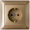 Розетка штепсельная с заземляющим контактом скрытой установки РС16-306 бронза 5526BY