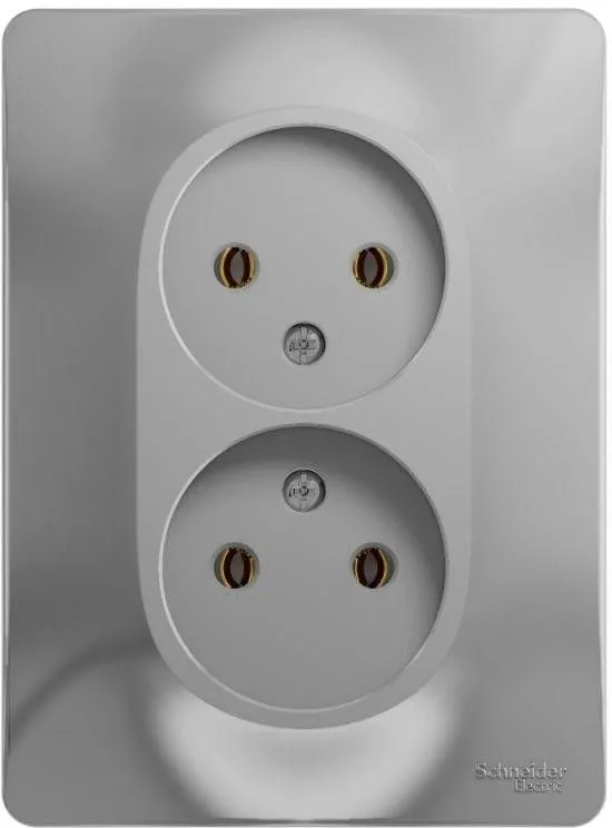 Розетка 2-м СП Glossa 16А IP20 без заземл. в сборе алюм. SE GSL000320