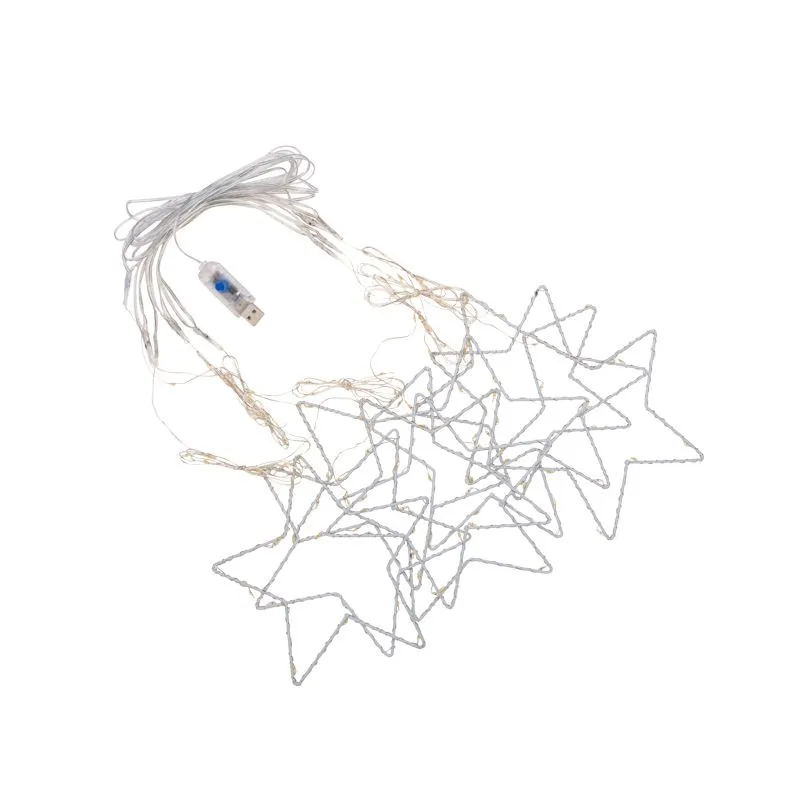 Гирлянда Светодиодный занавес из росы с фигурами Звезд МУЛЬТИКОЛОР IP20 USB + пульт управления NEON-NIGHT - Фото 3