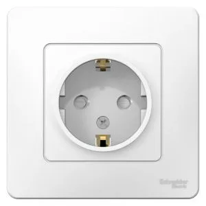Розетка 1-м СП Blanca 16А IP20 250В с заземл. защ. шторки бел. SE BLNRS001111 1210261