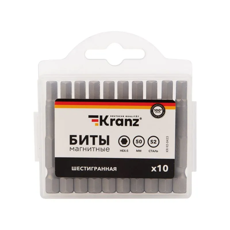 Бита шестигранная HEX-5х50 мм для шуруповерта ( упак 10шт) Kranz - Фото 3