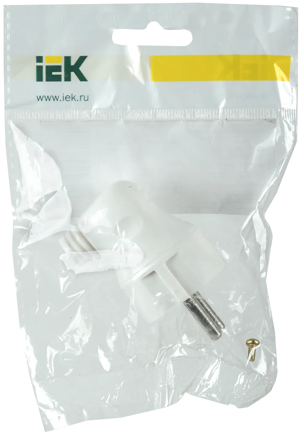 Вилка разборная угловая ВПу11-01-Ст с заземляющим контактом 16А белая IEK - Фото 2