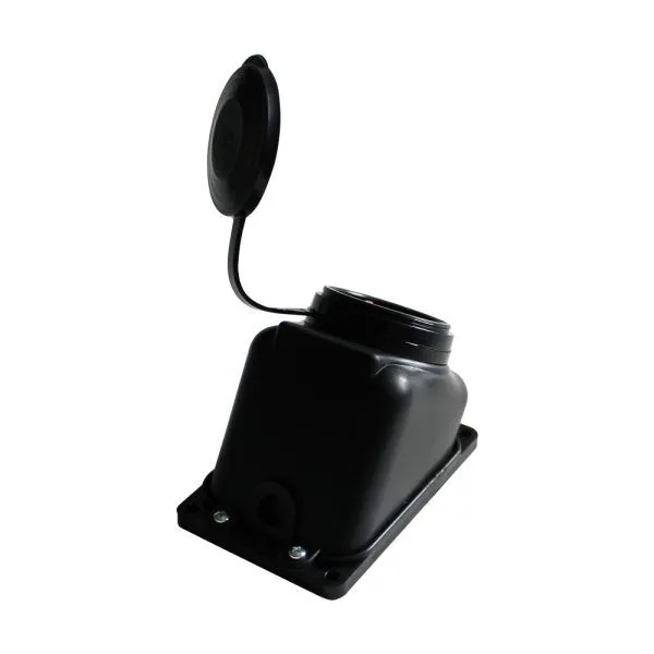 Розетка 1-местная каучуковая РП 16-132, 16А, IP44 с заземлением, угловая, брызгозащищенная, черная DEKRON