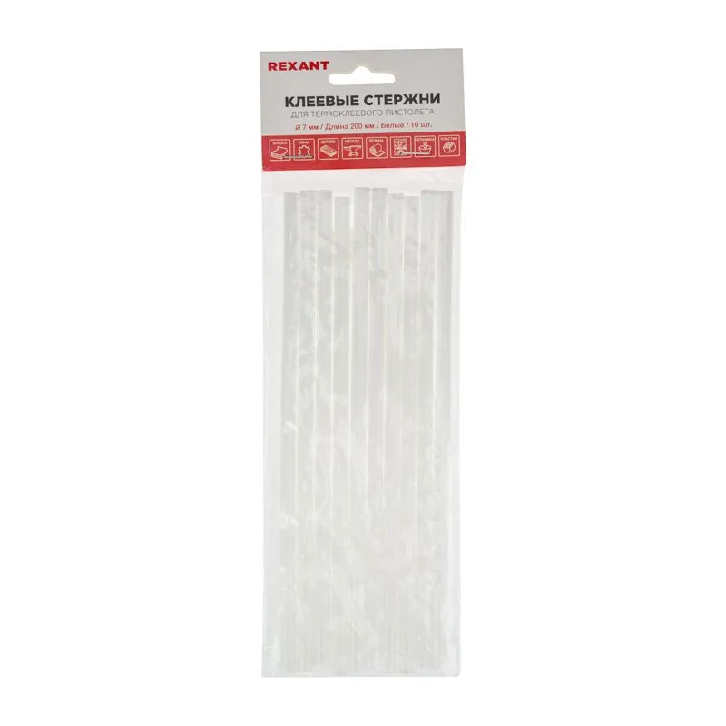 Стержни клеевые Ø7мм, 200мм, белые (10 шт/уп), хедер REXANT - Фото 3