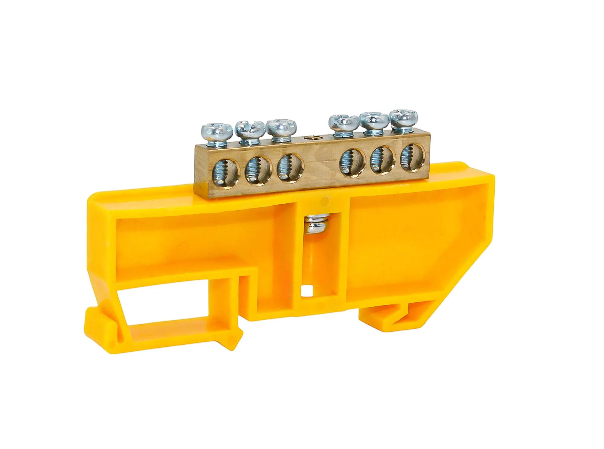 Шина PE "земля" на DIN-изоляторе ЖЕЛТЫЙ 6х9-6 DEKRON AN0803-0013