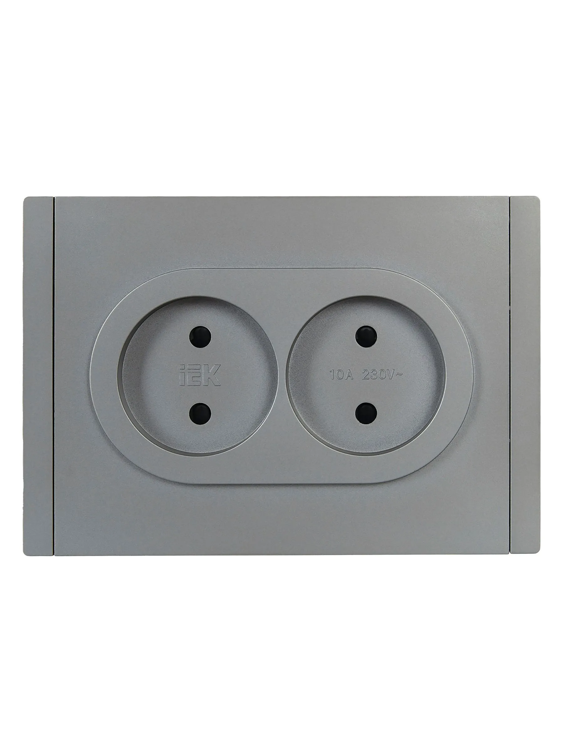 FORTE&PIANO Розетка 2-местная без заземления с защитными шторками безвинтовое крепление 10А FP525 сталь IEK - Фото 4