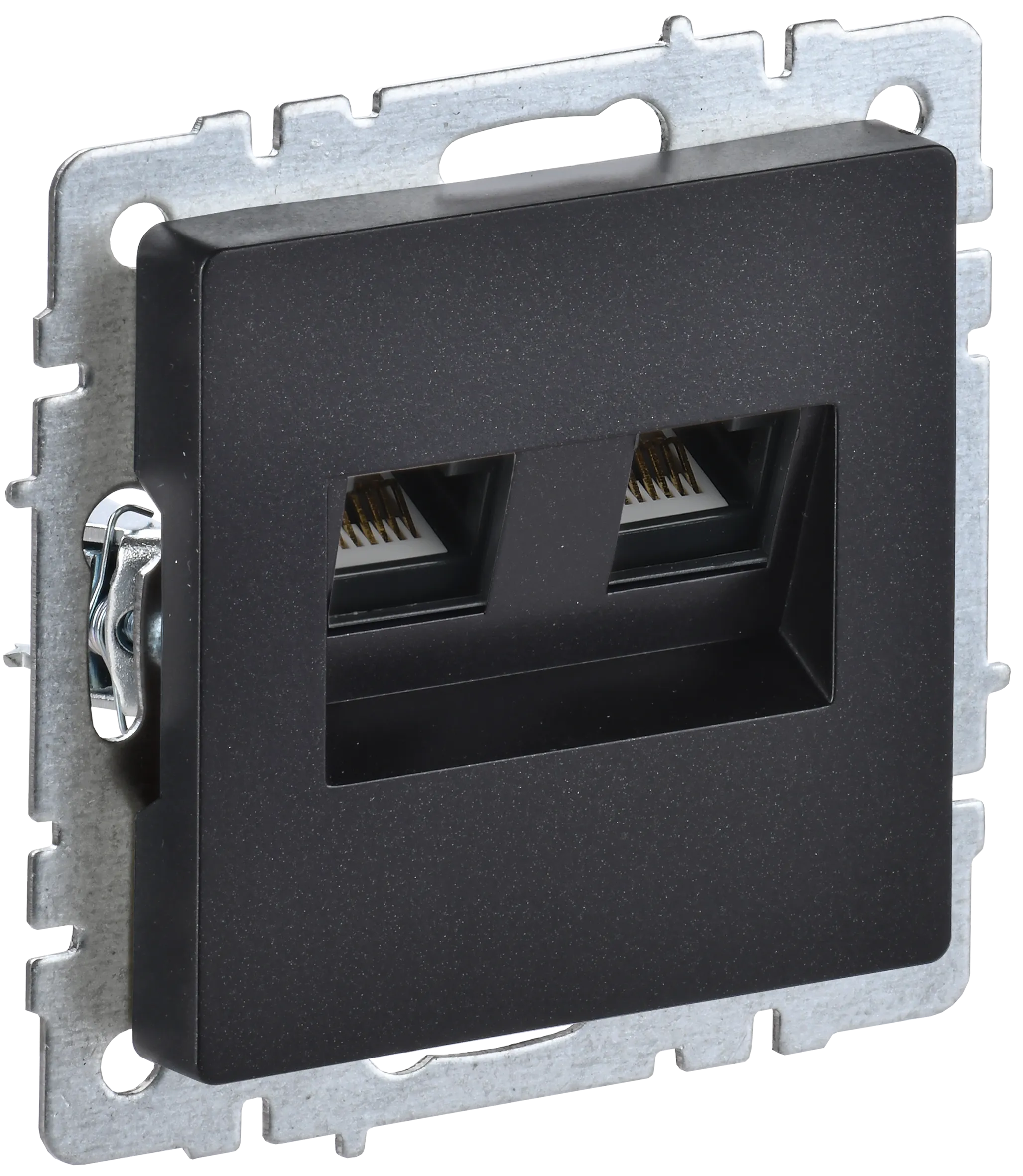 BRITE Розетка двойная RJ11+RJ45 кат.5E РК/Т12-БрЧ черный IEK BR-KT20-O-1-K02