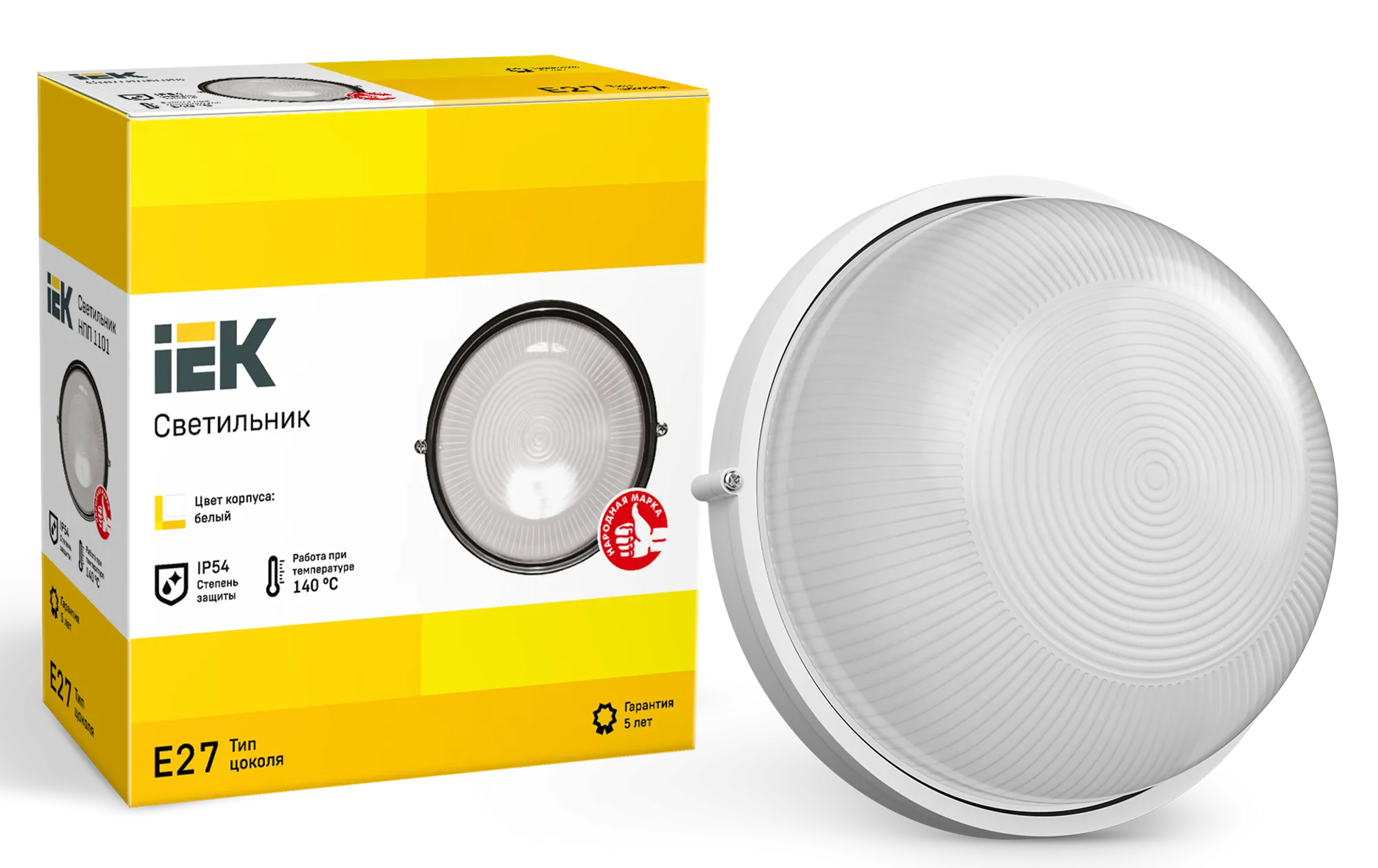 Светильник НПП1101 круг 100Вт IP54 белый IEK - Фото 3