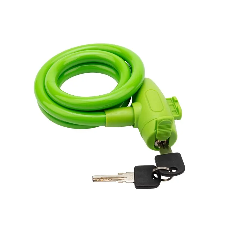 Тросовый замок взломостойкий для велосипедов и колясок с ключом 100 см зеленый - Фото 2