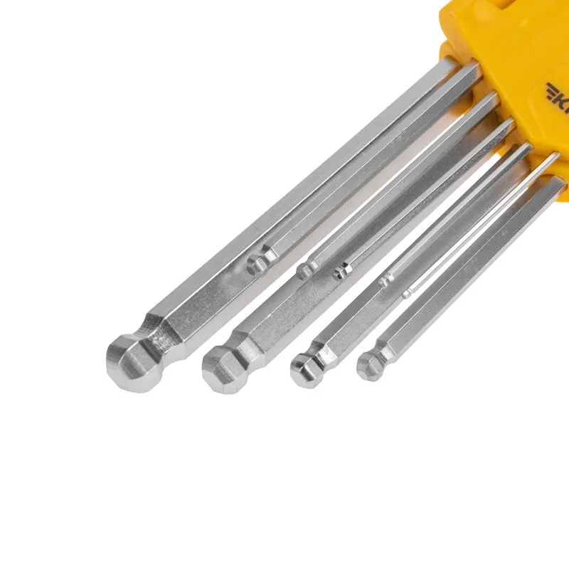 Набор ключей имбусовых HEX KRANZ 1,5-10 мм, CrV, 9 шт., удлиненные, с шаром - Фото 5