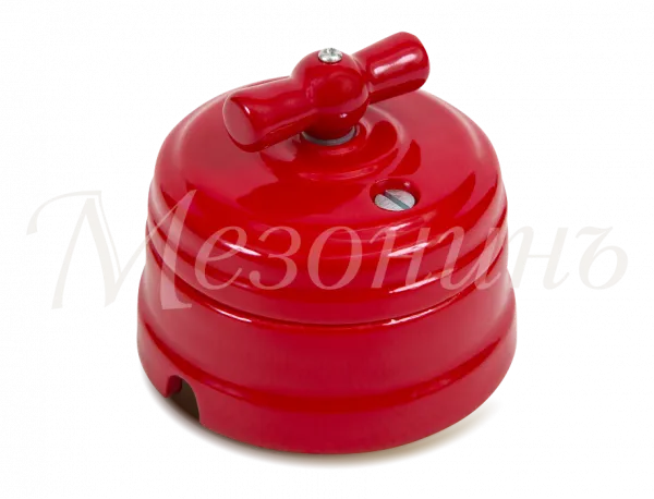 Выключатель ретро фарфоровый поворотный на два полож, для включения из 2-х мест (1-клавишный про