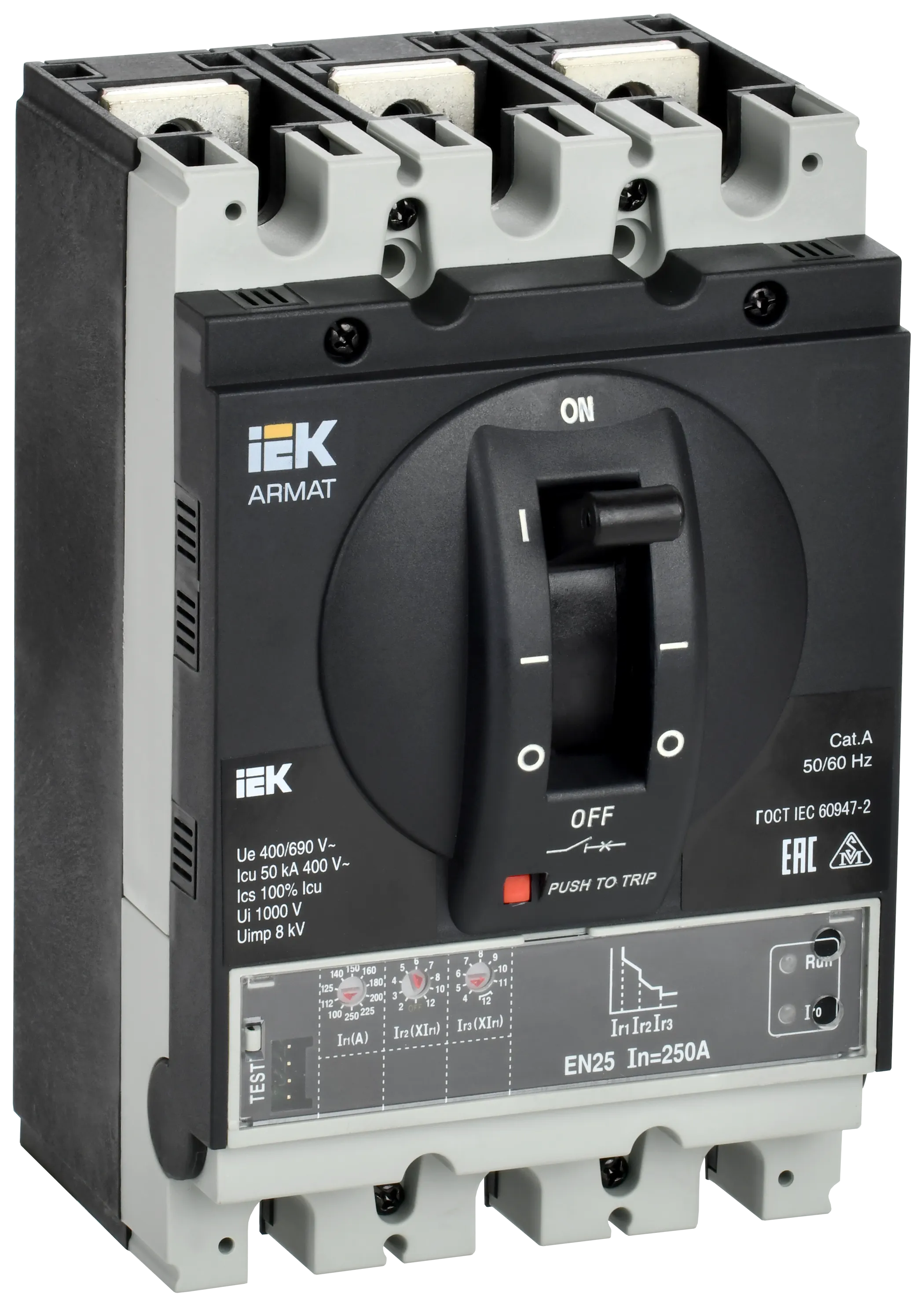 ARMAT Автоматический выключатель в литом корпусе 3P типоразмер G 50кА 250А расцепитель электронный стандартный IEK AR-MCCB-3G-050-0250A-ELSC