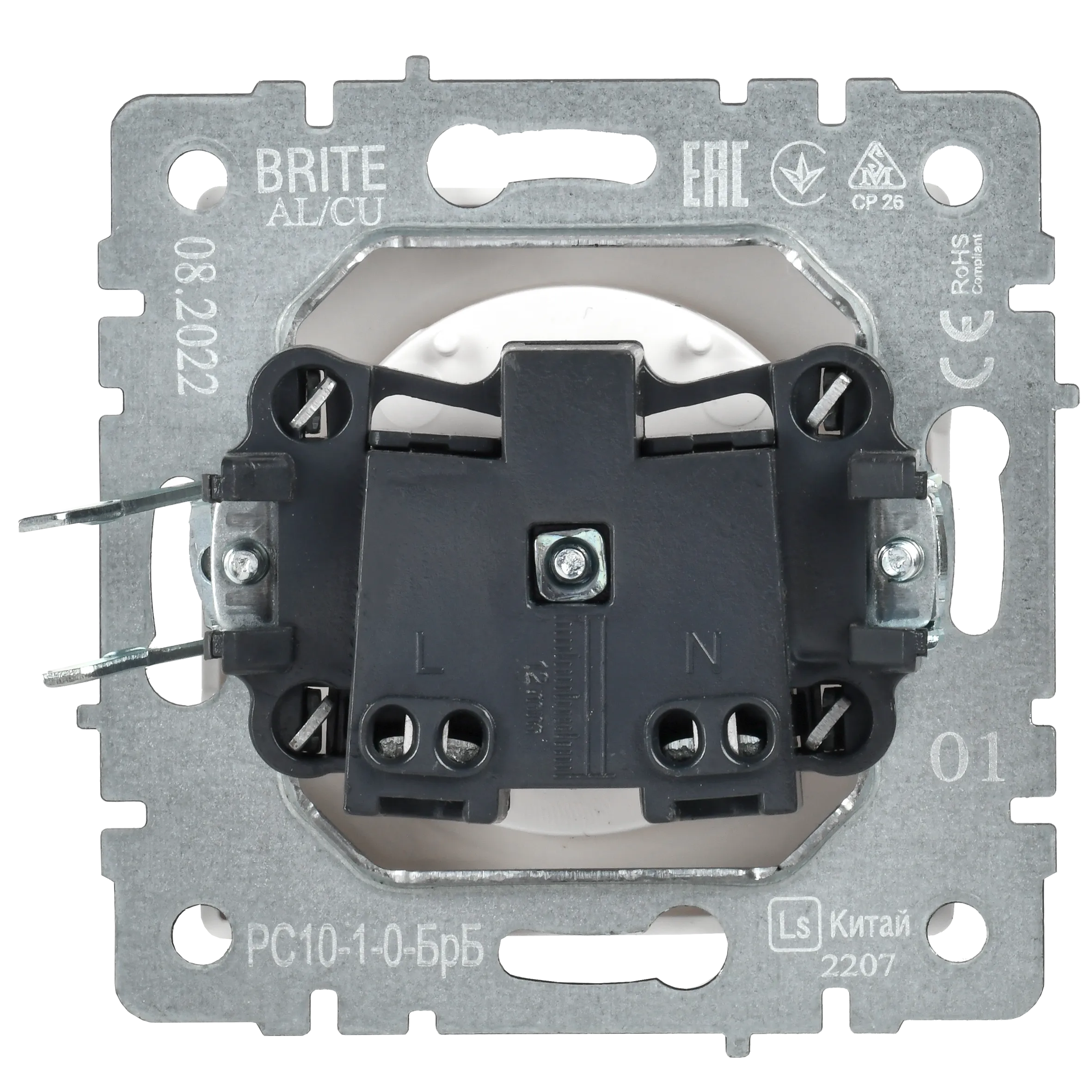 BRITE Розетка 1-местная без заземления без защитных шторок 10А РС10-1-0-БрБ белый IEK - Фото 2