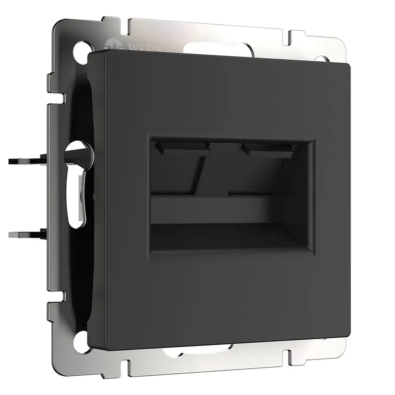 Розетка двойная Ethernet RJ-45 (черный матовый) Werkel