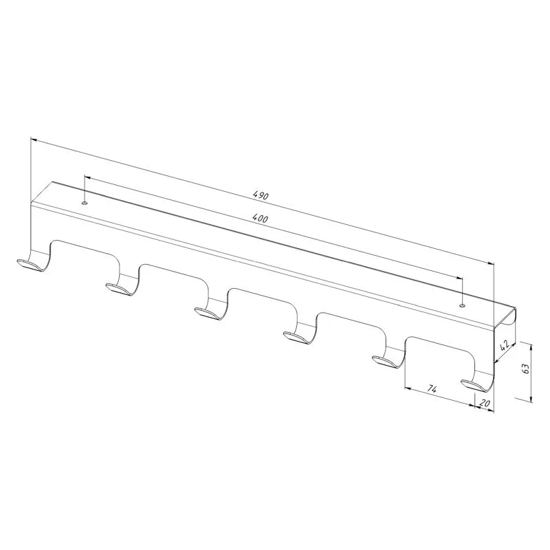 Вешалка навесная на дверь, 6 крючков, черная REXANT - Фото 4