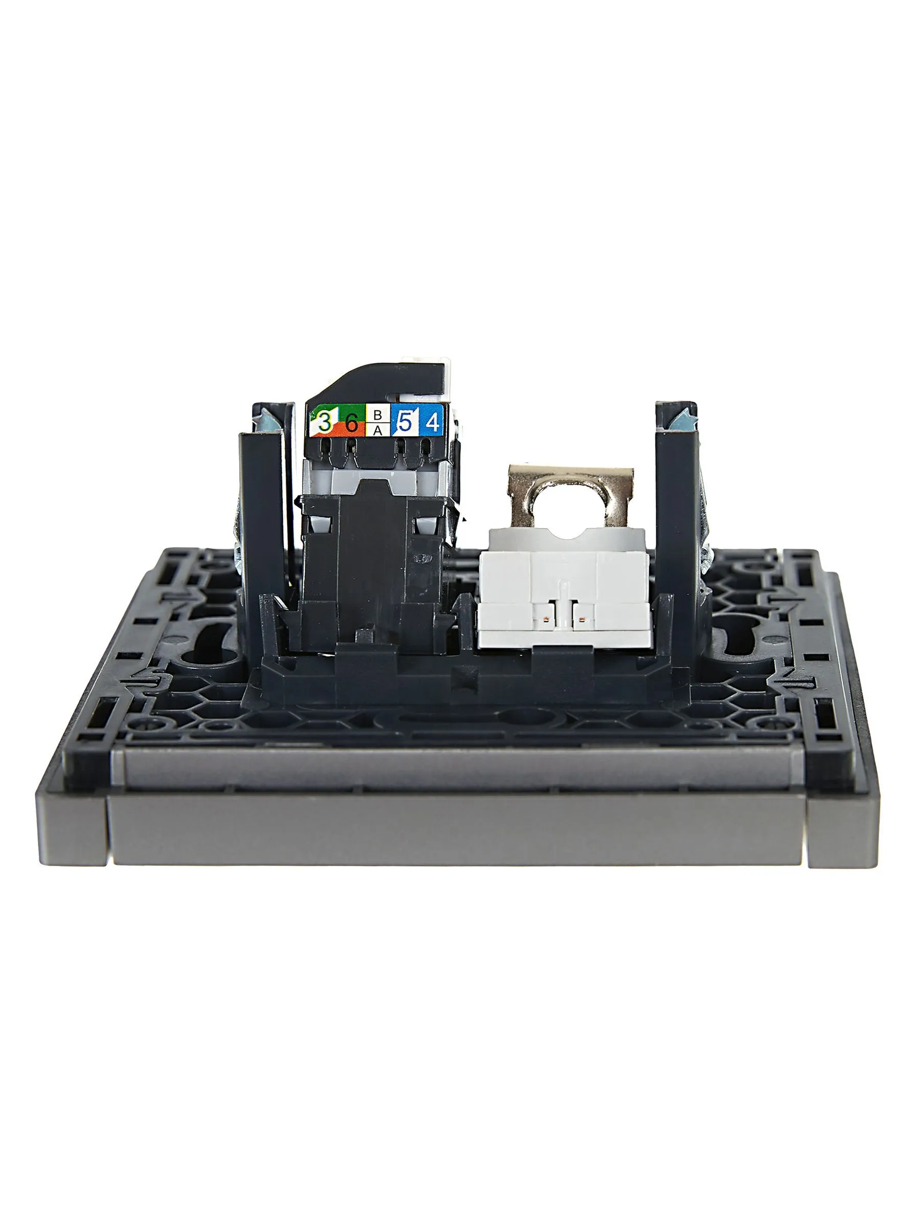 FORTE&PIANO Розетка двойная RJ11+RJ45 кат.5E FP535 сталь IEK - Фото 4