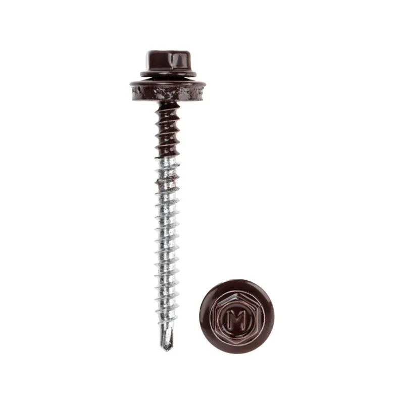 Саморез кровельный 4,8х50мм, окрашенный RAL 8017, короб (150 шт/уп) KRANZ - Фото 2