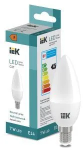 Лампа светодиодная "Свеча-C37" 7 Вт 600lm 4000K E14 IEK (ЭФ)
