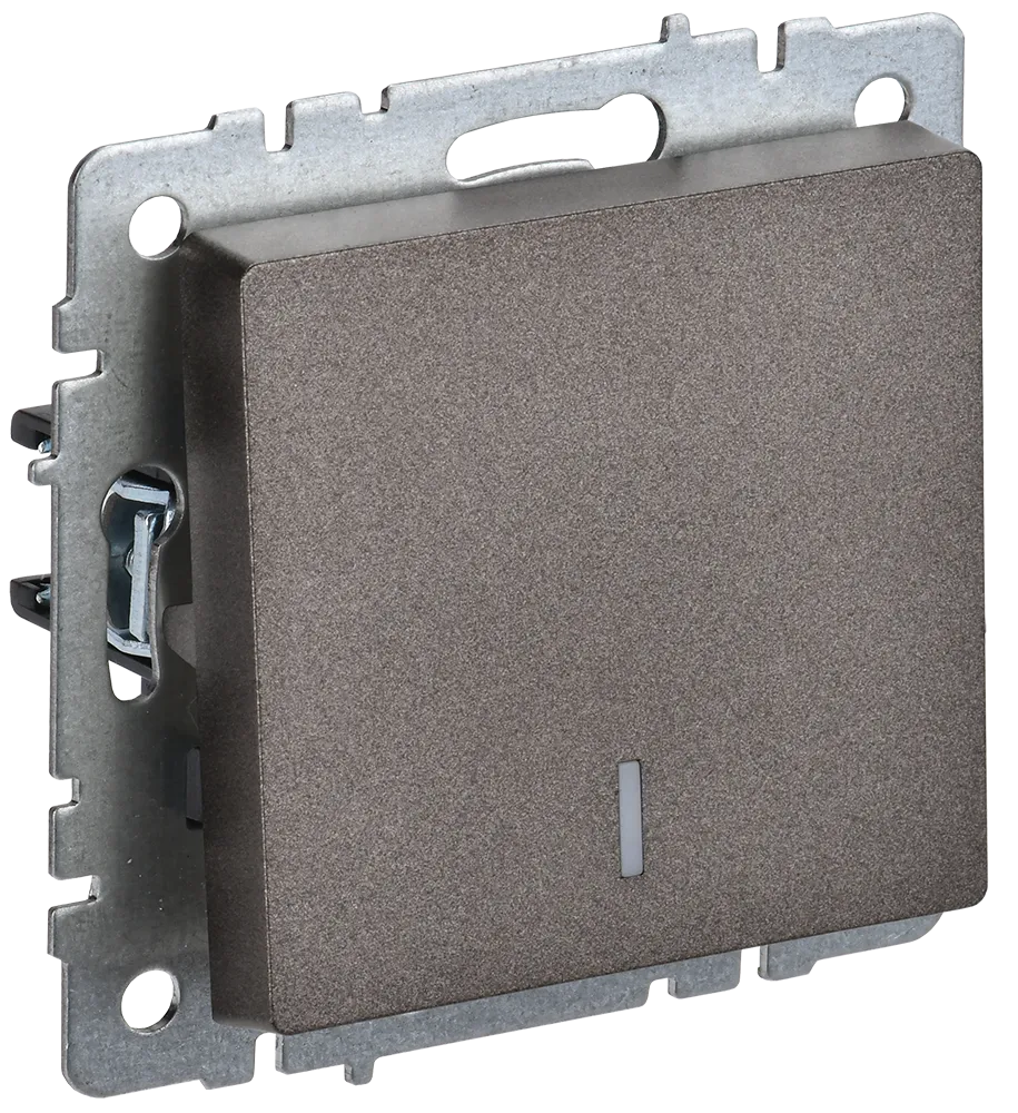 BRITE Выключатель 1-клавишный с индикацией 10А ВС10-1-1-БрТБ темная бронза IEK