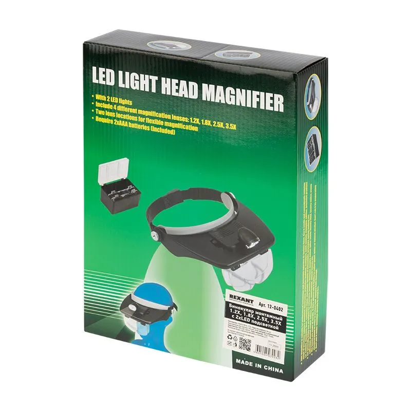 Бинокуляр монтажный, увеличение 1,2х/1,8х/2,5х/3,5х, с подсветкой 2LED REXANT - Фото 5