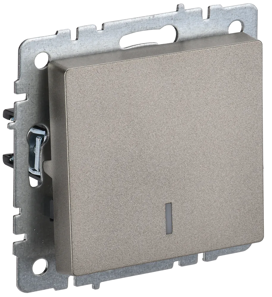 BRITE Выключатель 1-клавишный с индикацией 10А ВС10-1-1-БрШ шампань IEK