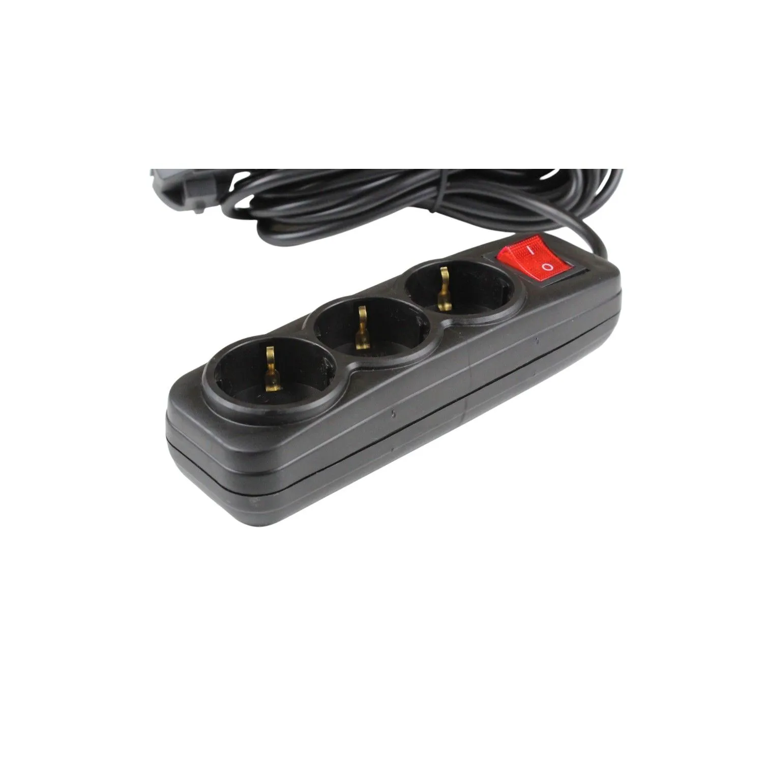 Удлинитель УБкн-03 бытовой с кнопкой ПВС 3*0,75 (10А) 3гн. 1,5м. черный DEKRON - Фото 2