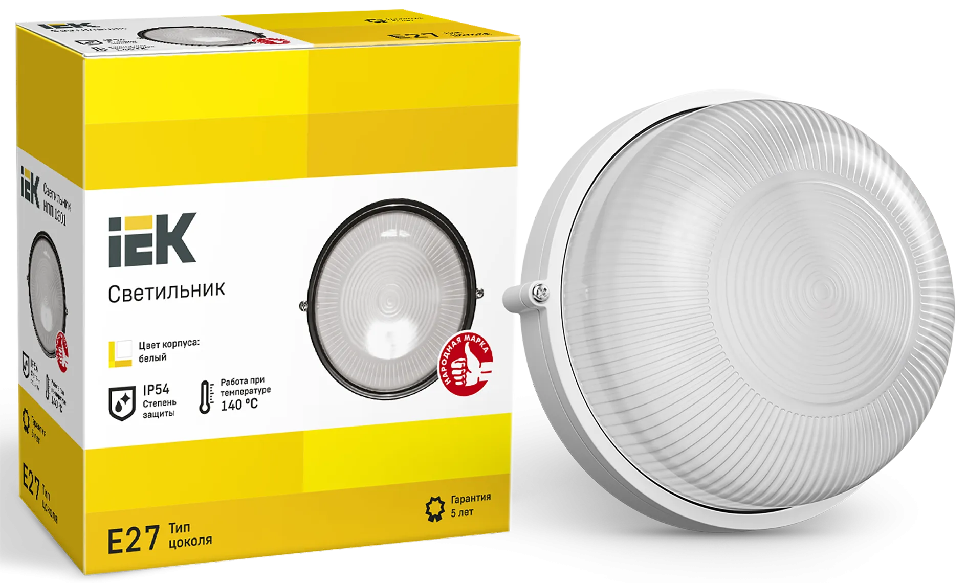 Светильник НПП1301 круг 60Вт IP54 белый IEK - Фото 3