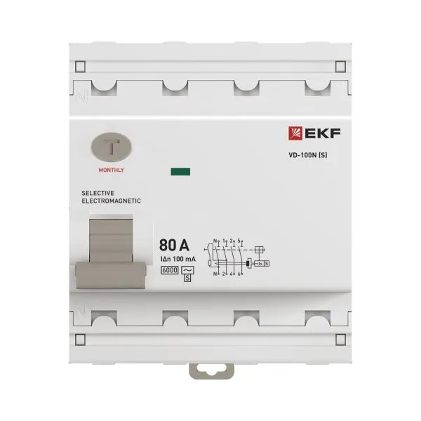ВДТ ВД-100N (S) 4P 80А 100мА AC эл-мех 6кА PROXIMA EKF - Фото 4