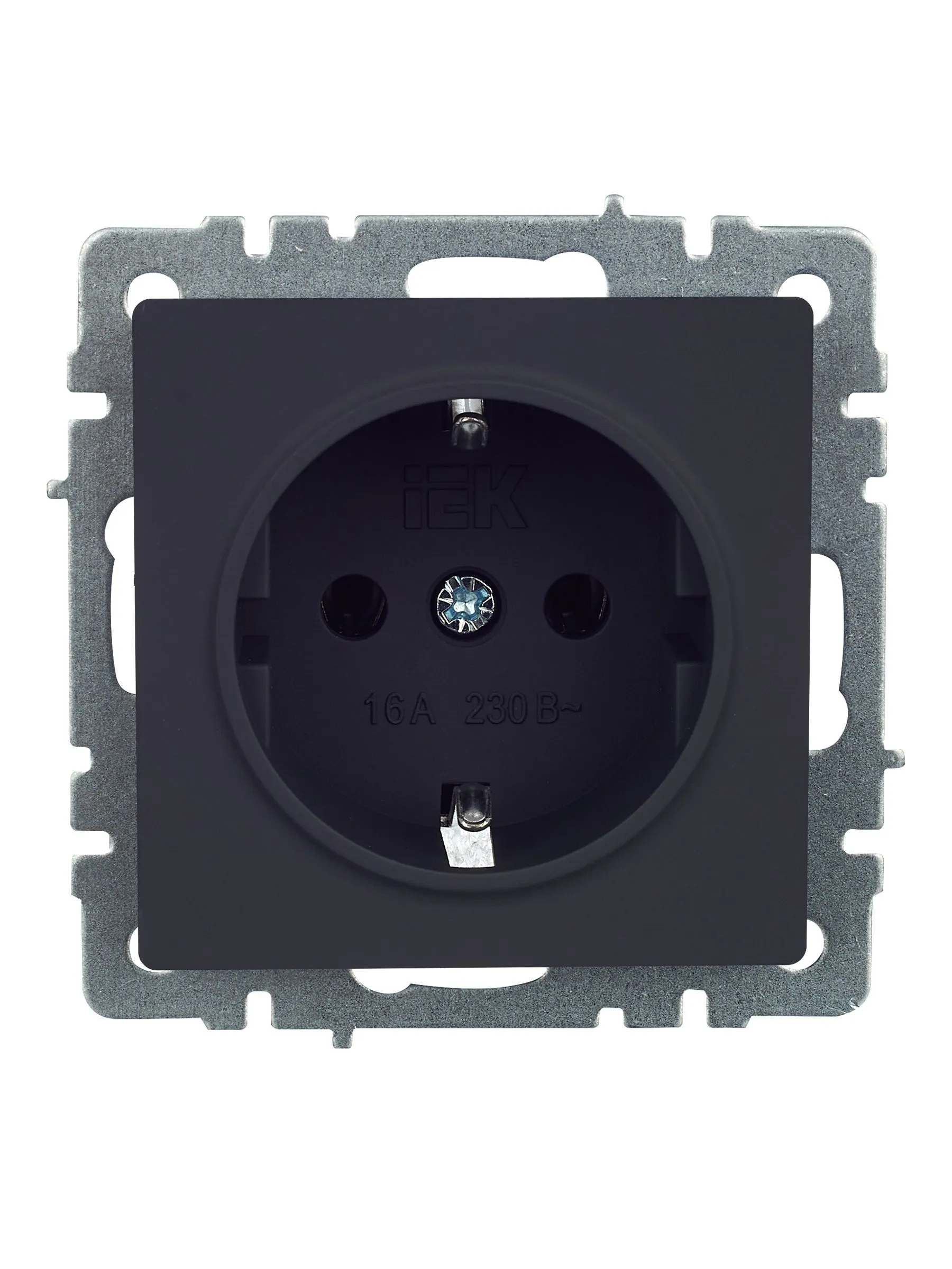 BRITE Розетка 1-местная с заземлением без защитных шторок 16А РС11-1-0-БрГ графит IEK - Фото 6