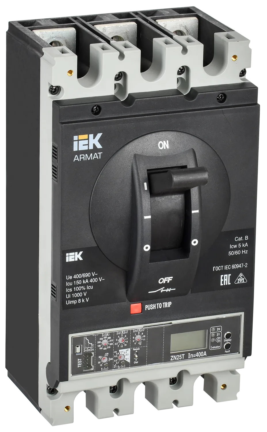 ARMAT Автоматический выключатель в литом корпусе 3P типоразмер I 150кА 630А расцепитель электронный продвинутый IEK AR-MCCB-3I-150-0630A-ELPC