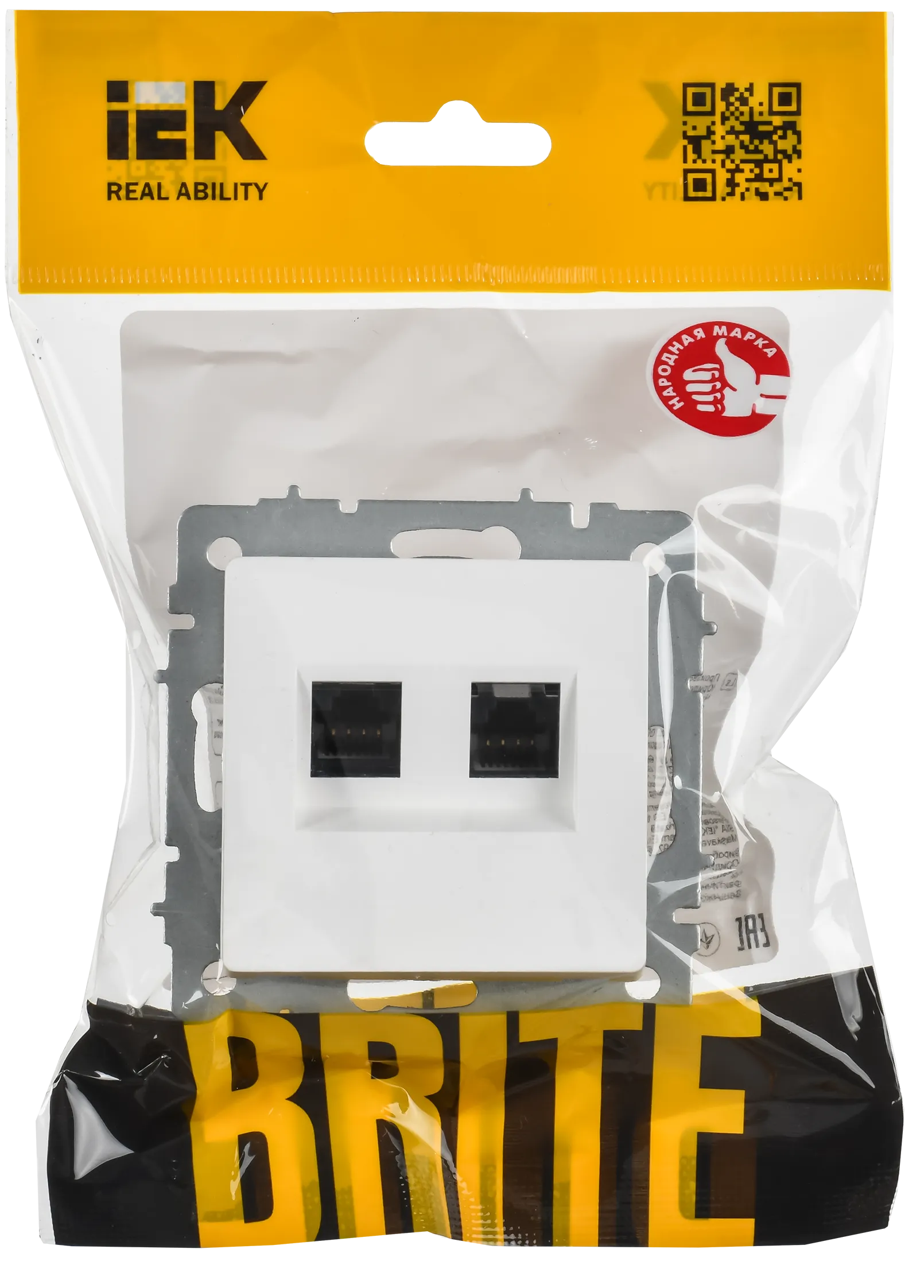 BRITE Розетка компьютерная двойная RJ45 кат.6 РК11-2-БрАБ арктический белый IEK - Фото 2