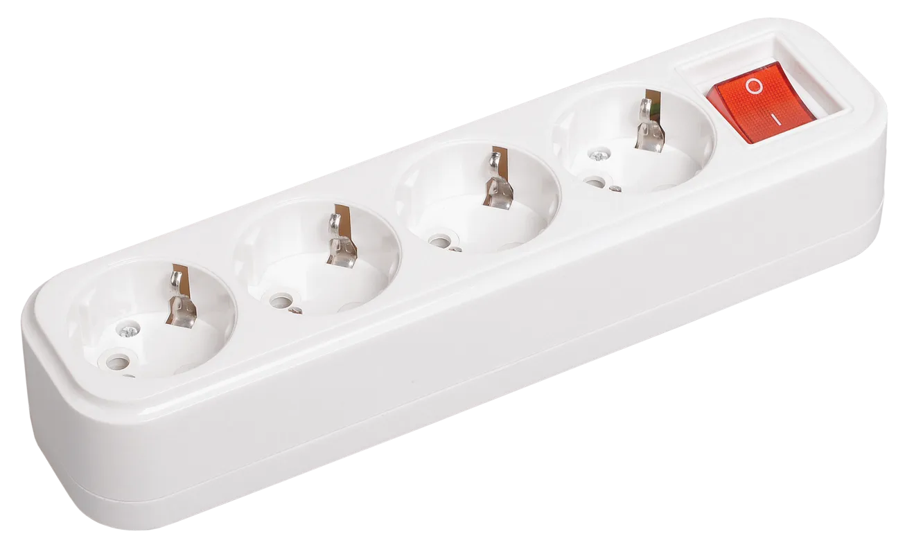 Розетка переносная разборная с заземлением с выключателем К04В 4 места CLASSIC IEK