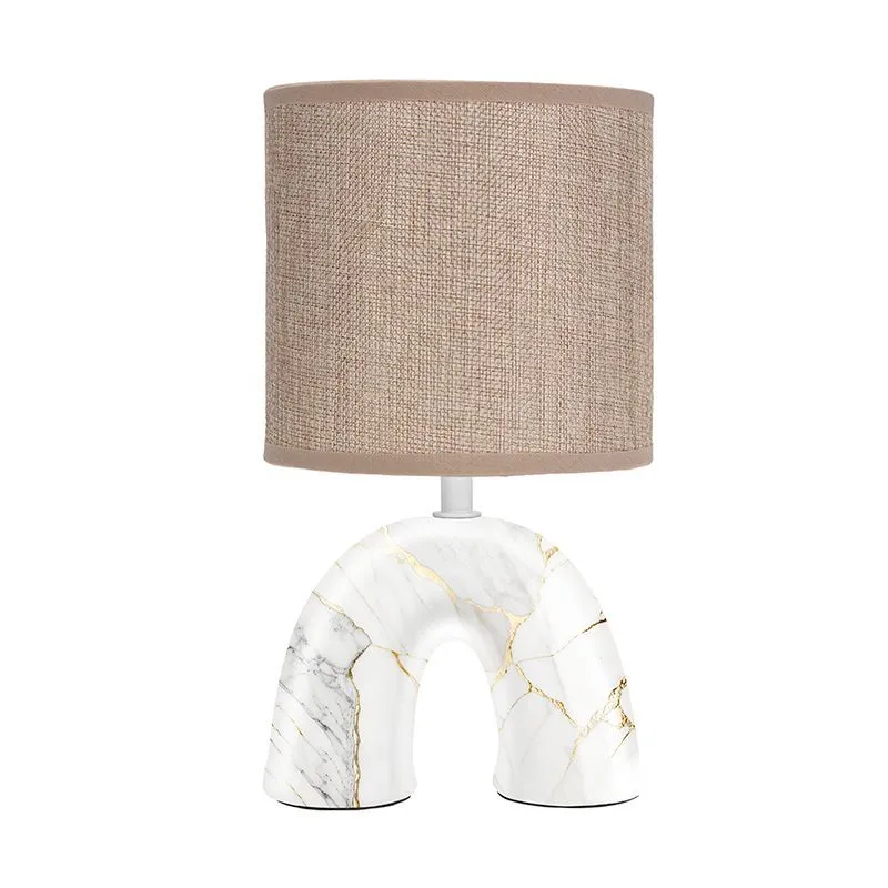 Светильник декоративный настольный Форте, основание дуга под золотой мрамор, бежевый абажур, цоколь Е27, 60Вт REXANT 603-1024
