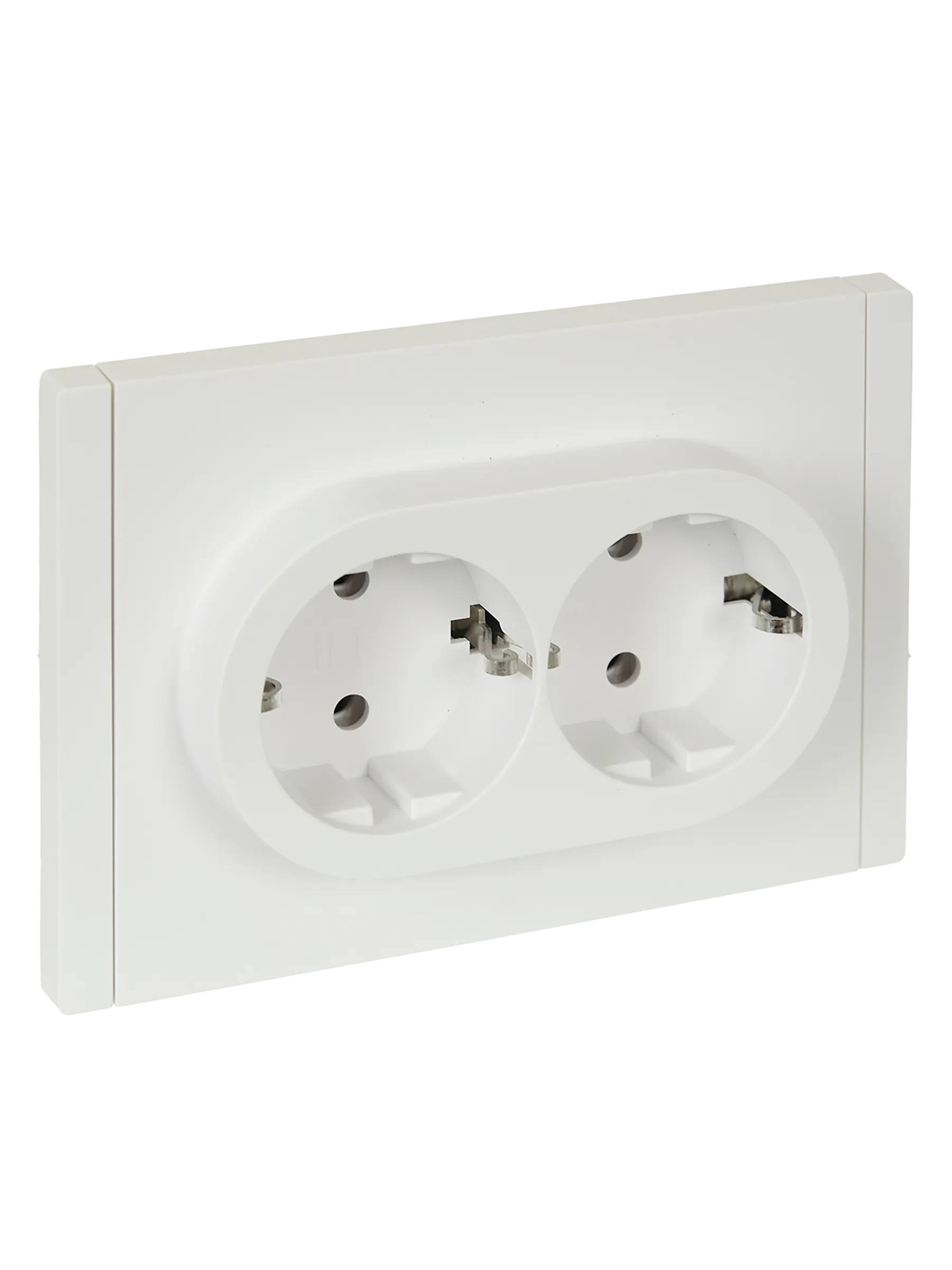 FORTE&PIANO Розетка 2-местная с заземлением без защитных шторок безвинтовое крепление 16А FP224 белый IEK FP-R21-16-1-K01