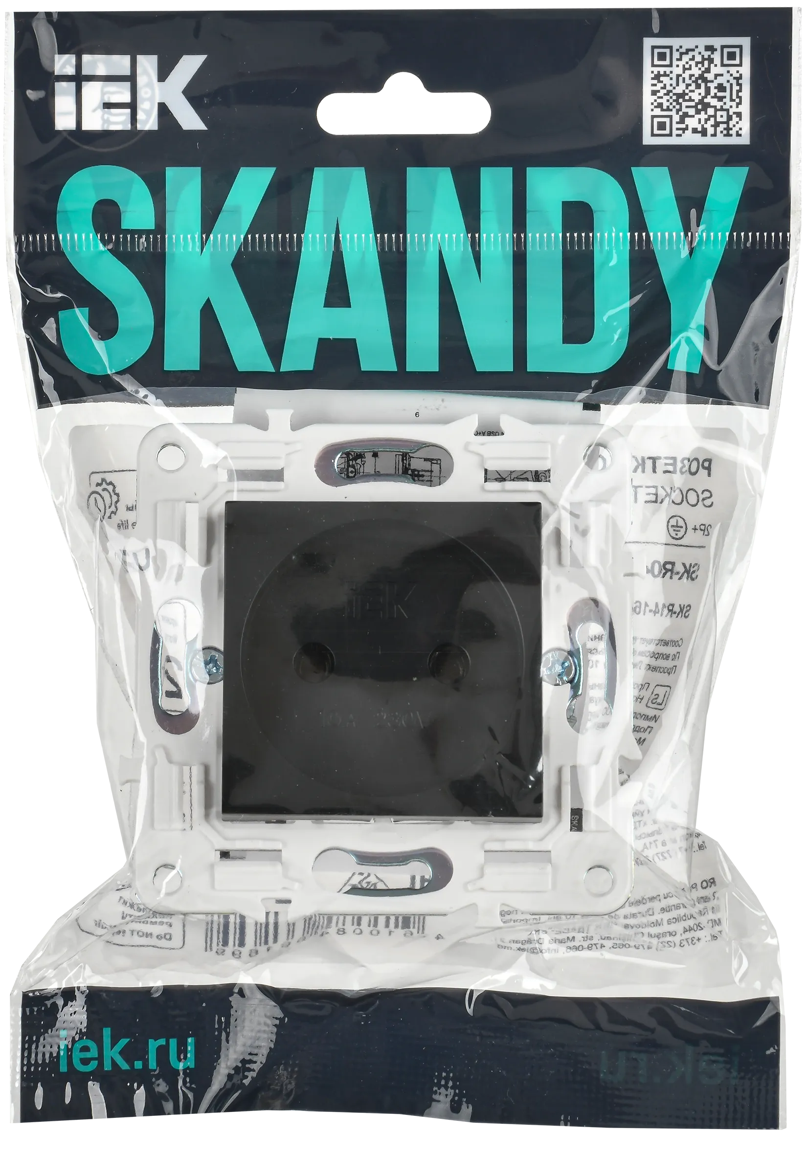 SKANDY Розетка без заземления без защитных шторок 10А SK-R02Bl черный IEK - Фото 2