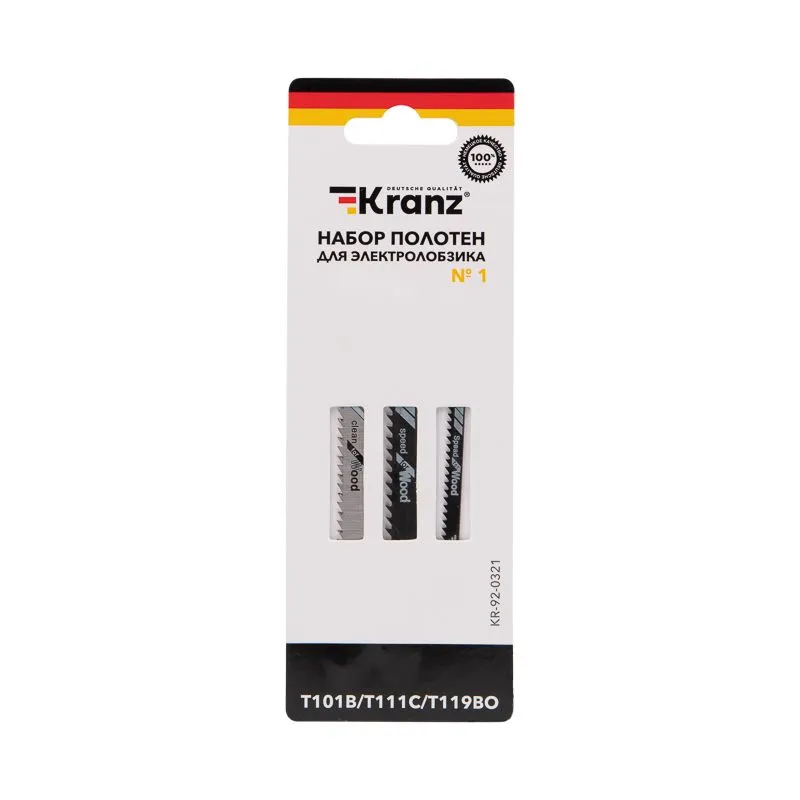 Набор полотен для электролобзика № 1 T101B/T111C/T119BO (3 шт./уп.) Kranz - Фото 3