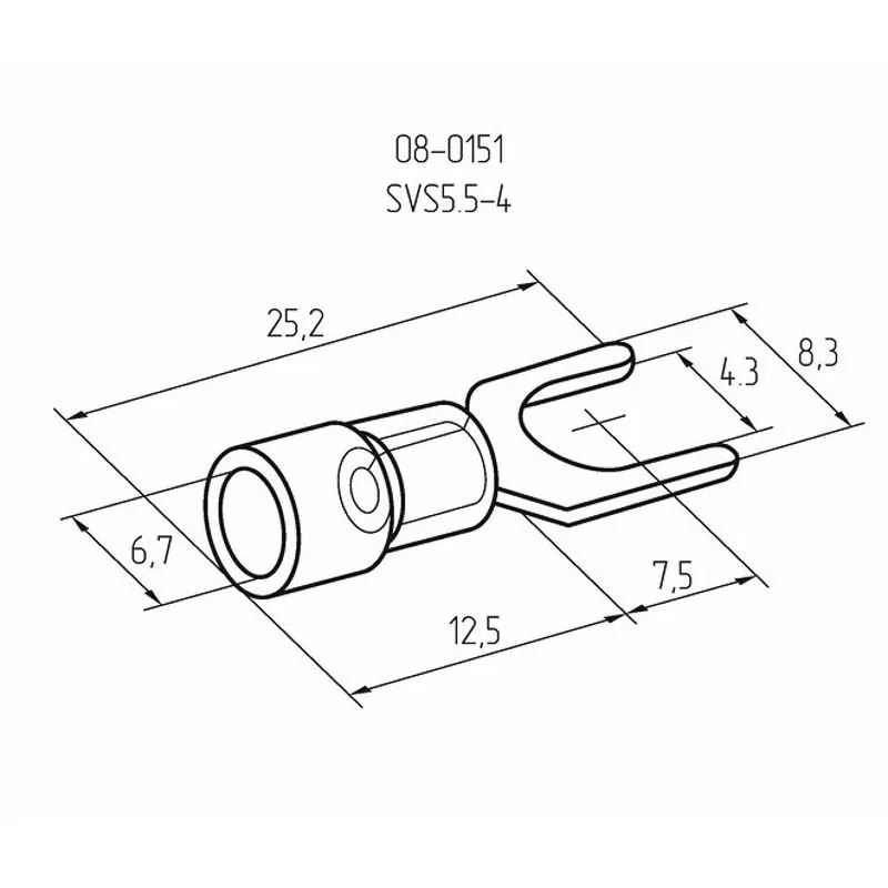 Наконечник вилочный изолированный 4.3 мм 4-6 мм² (НВи 6.0-4/НВи 5,5-4) желтый REXANT - Фото 2