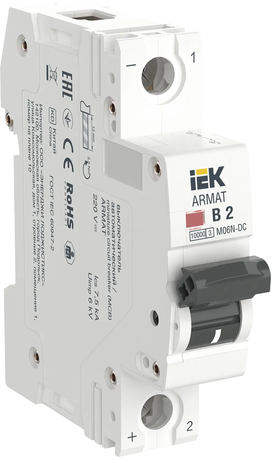 ARMAT Автоматический выключатель M06N-DC 1P B 2А IEK