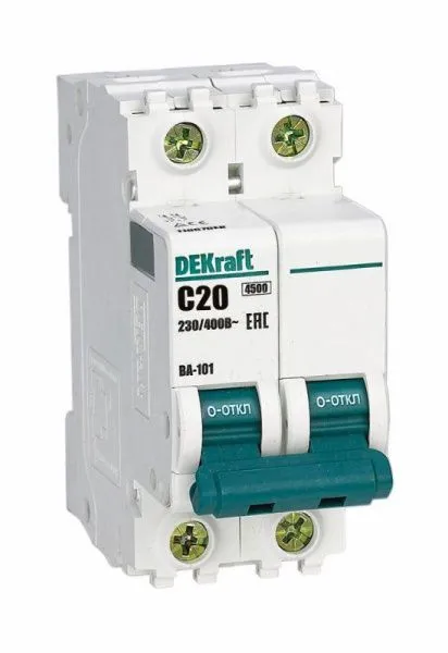 Выключатель автоматический модульный 2п C 20А 4.5кА ВА-101 DEKraft  11067DEK - Фото 2