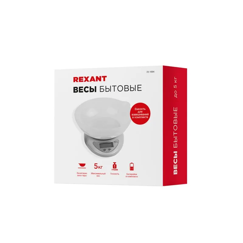 Весы настольные электронные, кухонные с чашей до 5 кг  REXANT - Фото 4