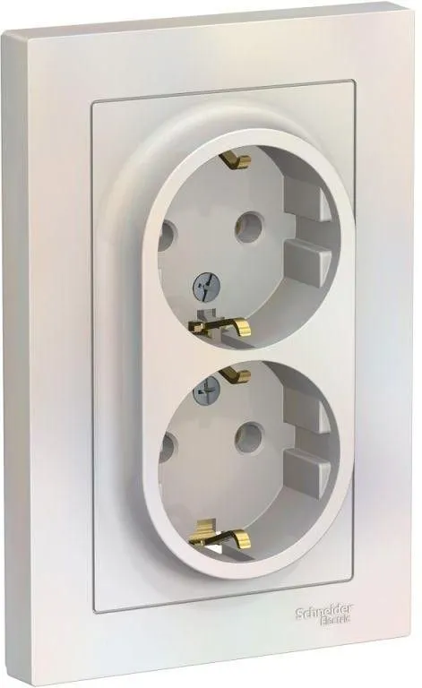 Розетка 2-м СП AtlasDesign 16А IP20 с заземл. в сборе жемчуж. SE ATN000424