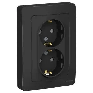 Розетка 2-м СП Blanca 16А IP20 250В с заземл. защ. шторки антрацит SE BLNRS001126 1210384
