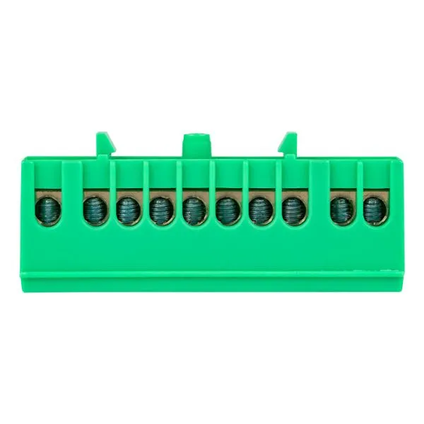 Шина "0" PE (6x9мм) 10 отв. латунь зеленый изолир. корп. на DIN-рейку EKF