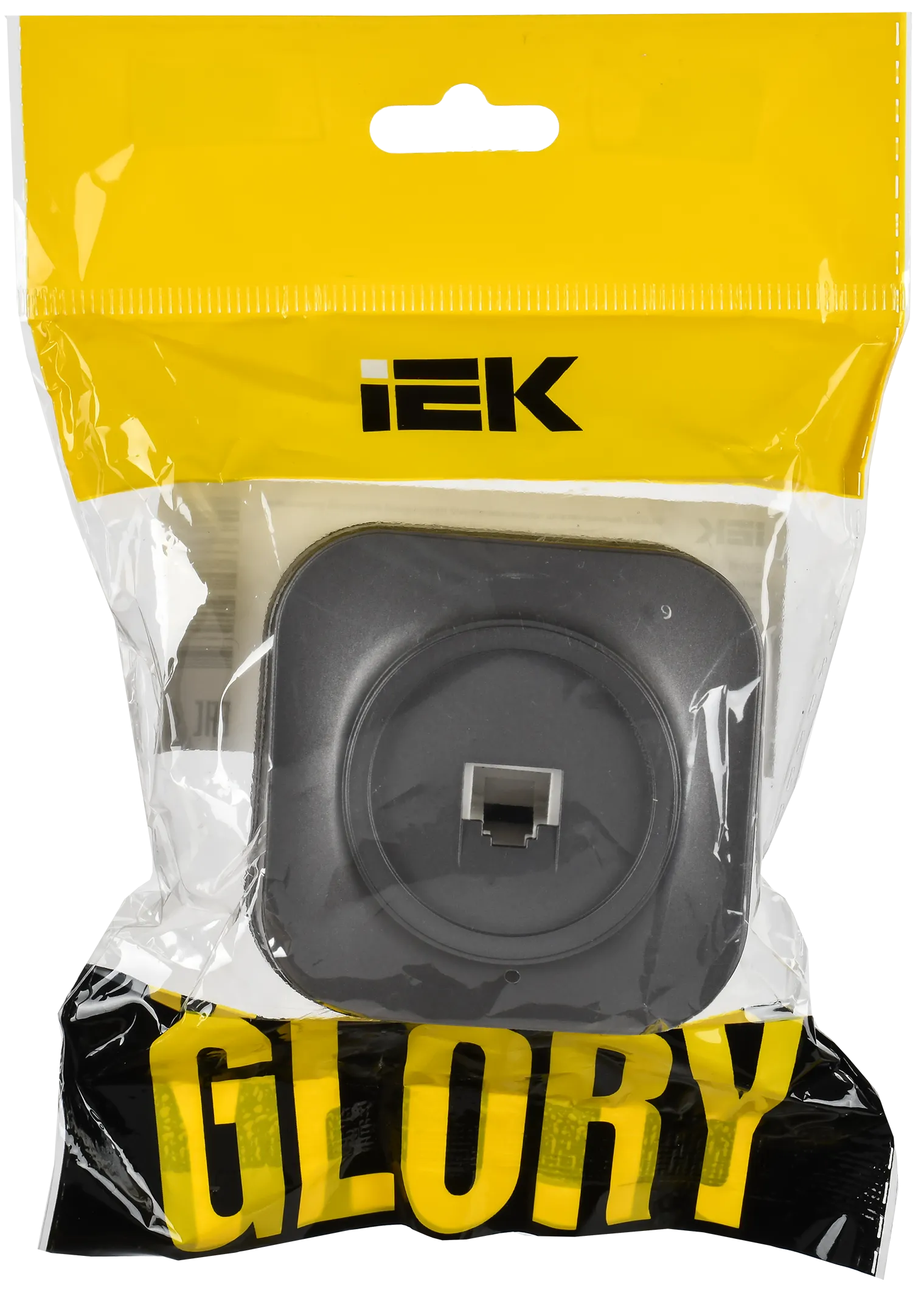 GLORY Розетка для открытой установки компьютерная RJ45 кат.5E РК10-ХСм сталь матовый IEK - Фото 2