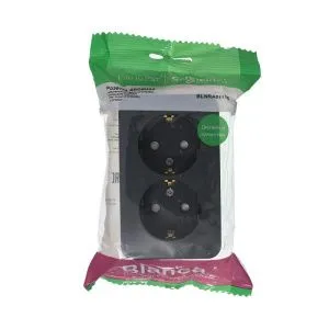 Розетка 2-м ОП Blanca 16А IP20 250В с заземл. защ. шторки с изолир. пластиной антрацит SE BLNRA011216 1210638